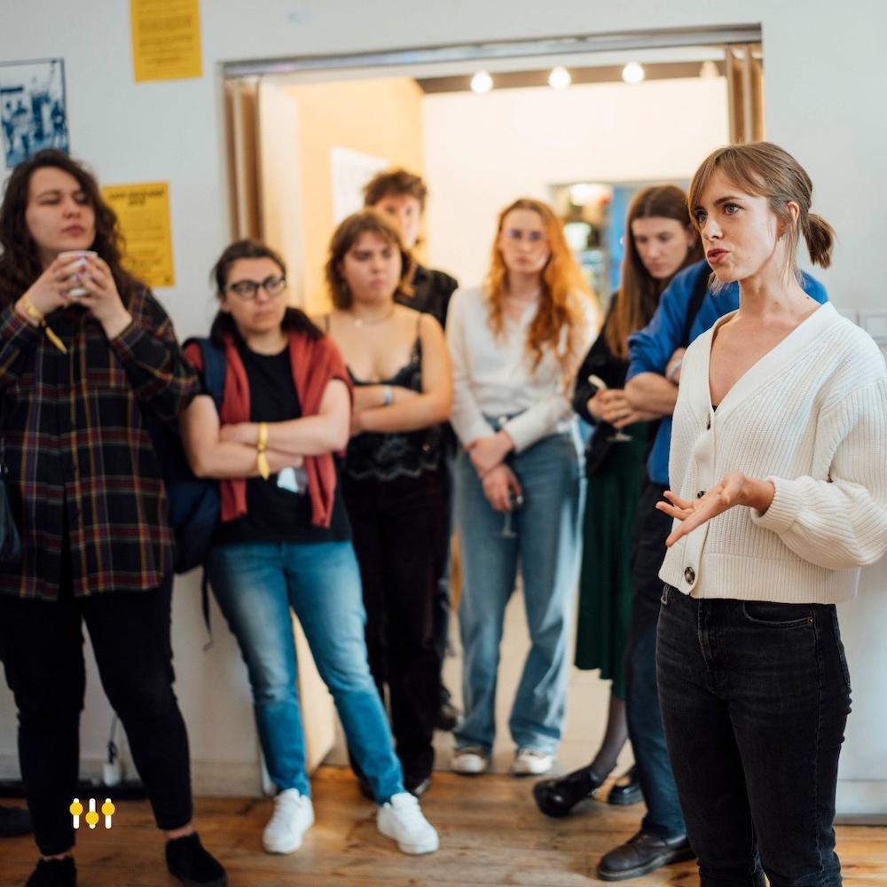 Anna presenting exhibition at Mixer Festival