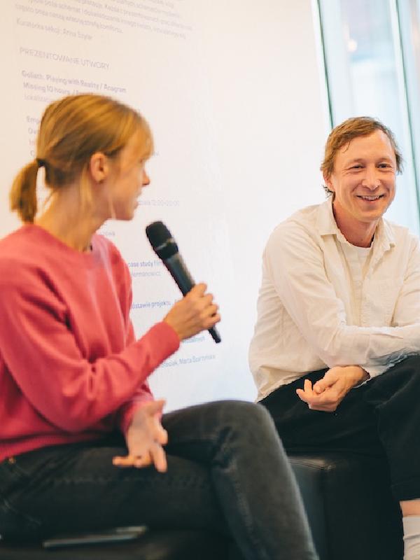 Close-up of Anna Szylar during an interview at Spektrum